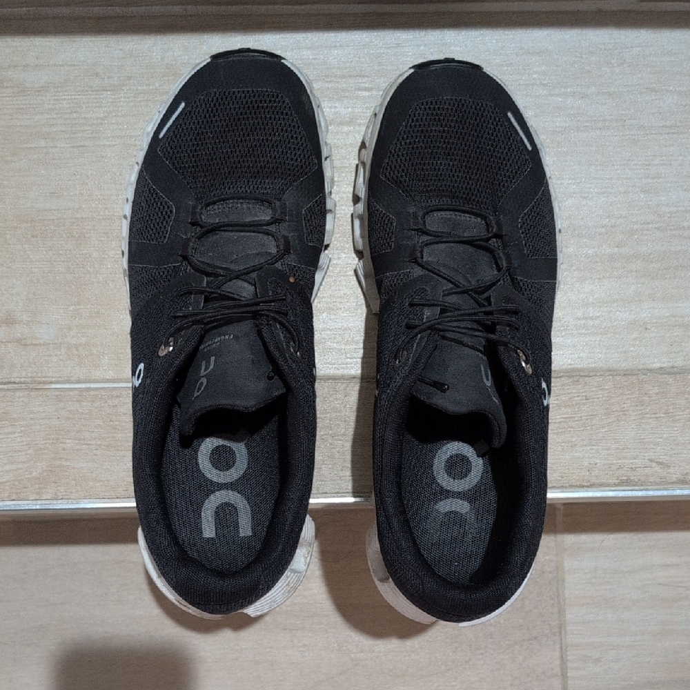 On Cloud Running Black and White Sneakers